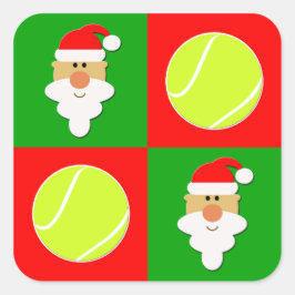 Pegatina Cuadrada Navidades de tenis y de tenis en Santa Claus dan s