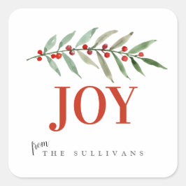 Pegatina Cuadrada Navidades de vacaciones JOY Winter Berry