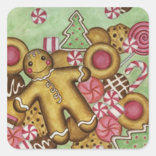 Pegatina Cuadrada Navidades de vacaciones Pegatinas de cookies