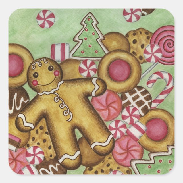 Pegatina Cuadrada Navidades de vacaciones Pegatinas de cookies (Anverso)