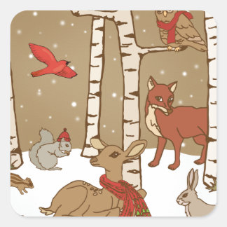 Pegatina Cuadrada Navidades de Woodland