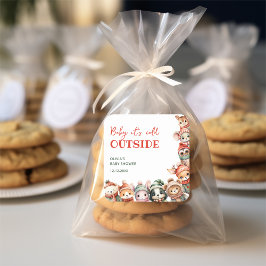 Pegatina Cuadrada Navidades de Woodland Animals Winter Baby Shower