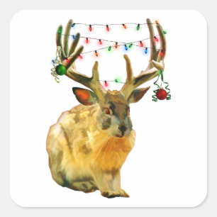 Pegatina Cuadrada Navidades decorados con Jackalope