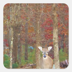 Pegatina Cuadrada Navidades Deer