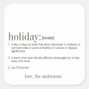 Pegatina Cuadrada Navidades Definición de vacaciones en blanco
