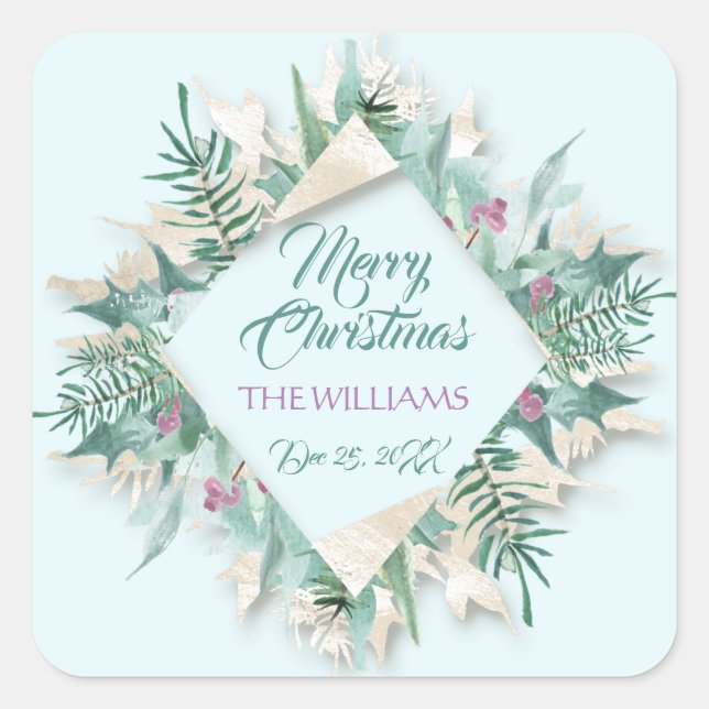 Pegatina Cuadrada Navidades del Belly de los cerezos Fiestas de la M (Anverso)