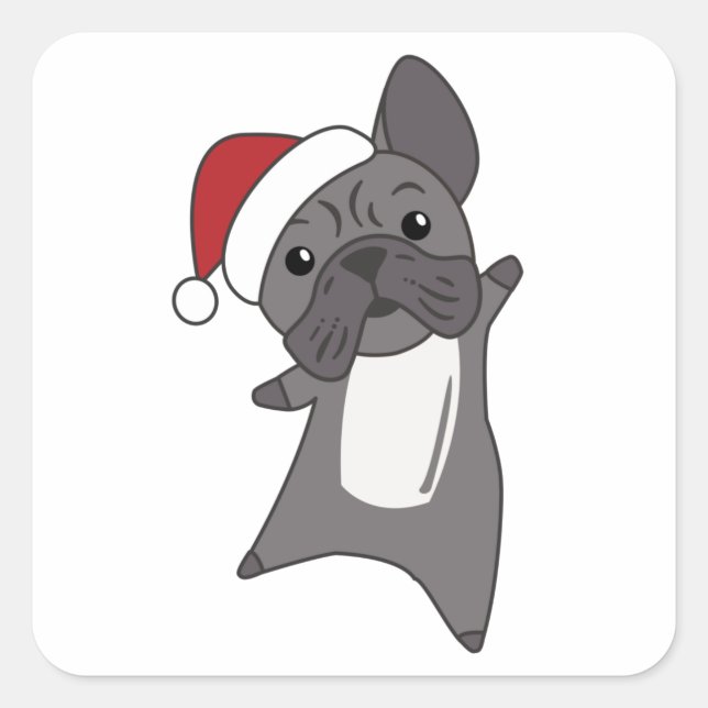 Pegatina Cuadrada Navidades del Bulldog francés niegan animales de i (Anverso)