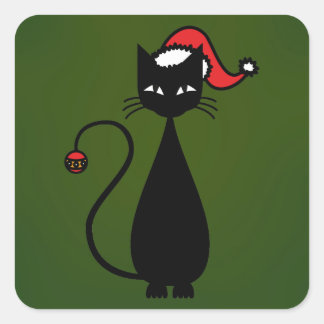 Pegatina Cuadrada Navidades del gato negro