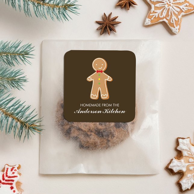 Pegatina Cuadrada Navidades del Hombre del Gingerbread (Subido por el creador)