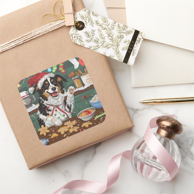 Pegatina Cuadrada Navidades del Pastor Holiday Baking de Australia (Regalar)