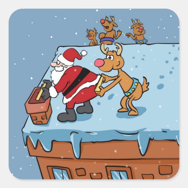 Pegatina Cuadrada Navidades del personalizado de historietas Santa C (Anverso)