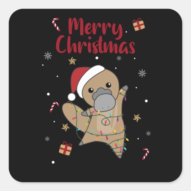 Pegatina Cuadrada navidades del platypus Tabes Animales dulces (Anverso)