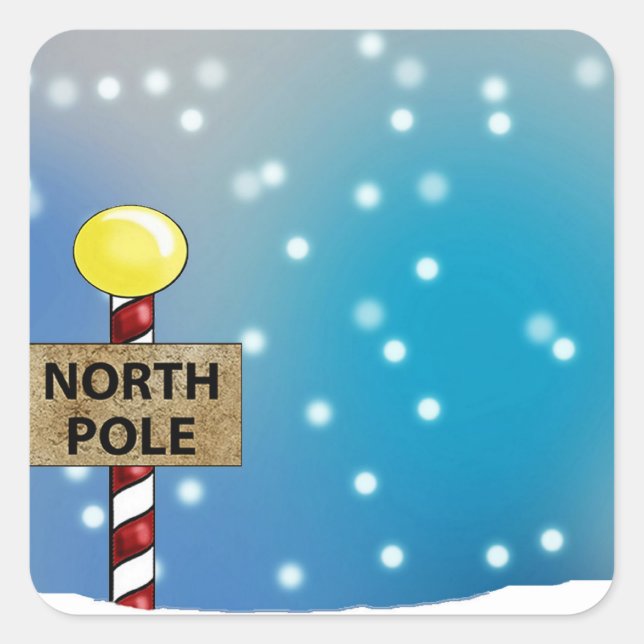 Pegatina Cuadrada Navidades del Polo Norte (Anverso)