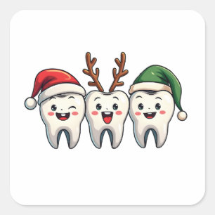Pegatina Cuadrada Navidades dentales Santa Floss Xmas Tree