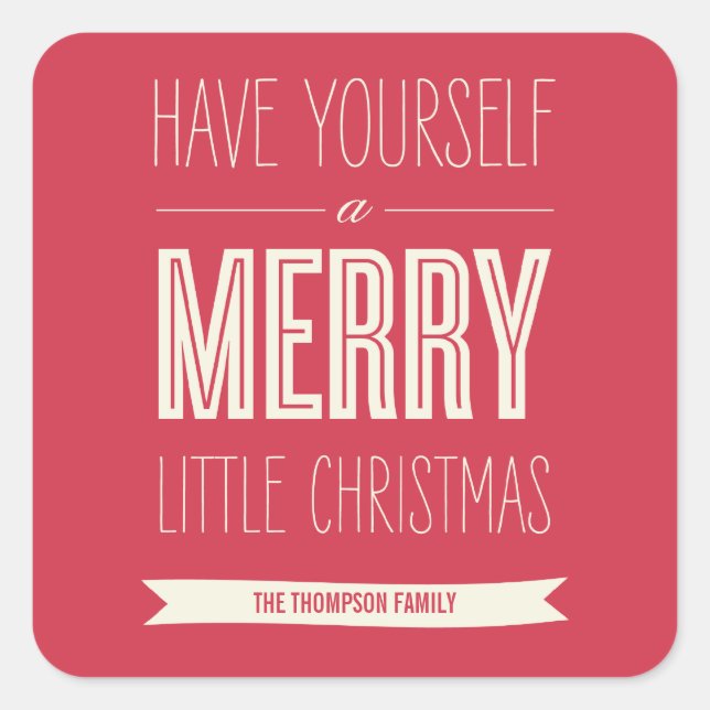 Pegatina Cuadrada Navidades desean Pegatinas de regalo navideño (Anverso)