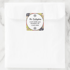 Pegatina Cuadrada Navidades dibujados a mano Dirección de devolución