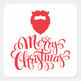 Pegatina Cuadrada Navidades diseñan barba Santa
