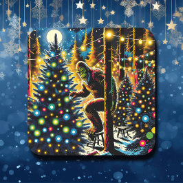 Pegatina Cuadrada Navidades divertidos Bigfoot