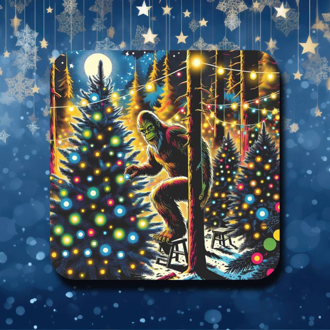 Pegatina Cuadrada Navidades divertidos Bigfoot (Subido por el creador)