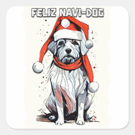 Pegatina Cuadrada Navidades divertidos citan a un caprichoso perro d