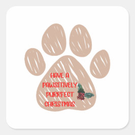 Pegatina Cuadrada Navidades divertidos de Cute Cat Paw
