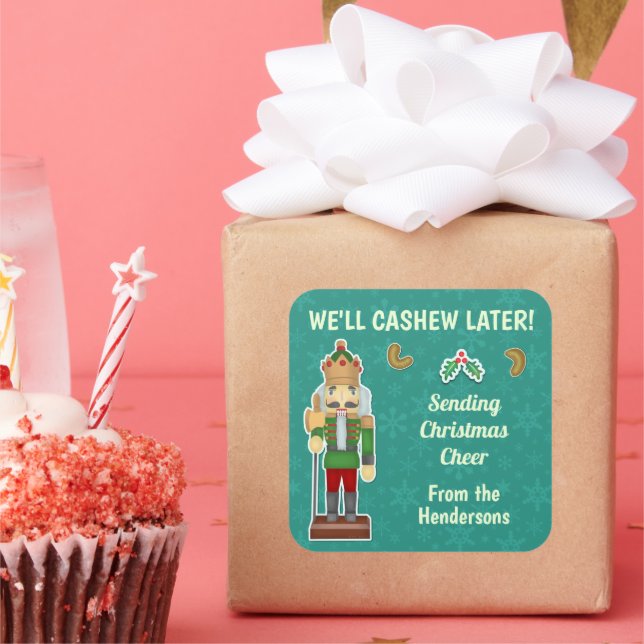 Pegatina Cuadrada Navidades divertidos Nutcracker Cashew Mistletoe P (Fiesta)