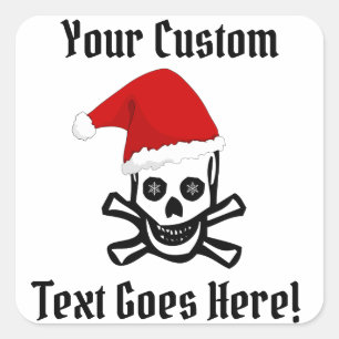 Pegatina Cuadrada Navidades divertidos Pirate Skull con tu Personali