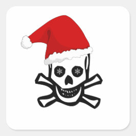 Pegatina Cuadrada Navidades divertidos piratean contra el cráneo con