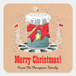 Pegatina Cuadrada Navidades divertidos vándalos Personalizado de pap