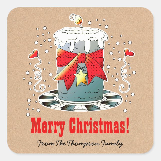 Pegatina Cuadrada Navidades divertidos vándalos Personalizado de pap (Anverso)
