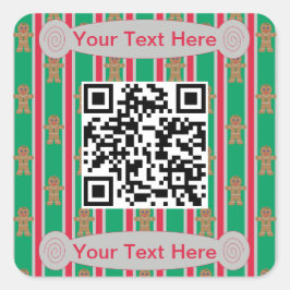 Pegatina Cuadrada Navidades divertidos y amables hombre pan de jengi