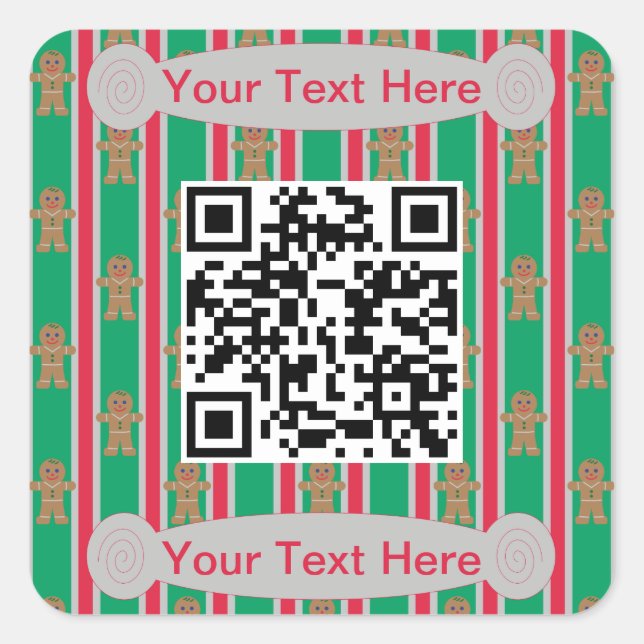 Pegatina Cuadrada Navidades divertidos y amables hombre pan de jengi (Anverso)