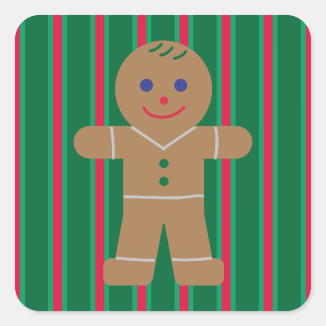 Pegatina Cuadrada Navidades divertidos y amables hombre pan de jengi (Anverso)