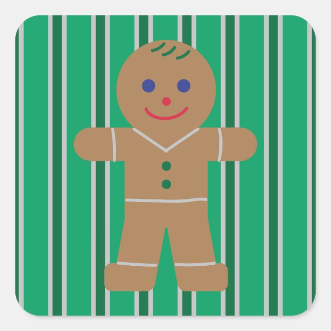 Pegatina Cuadrada Navidades divertidos y amables hombre pan de jengi (Anverso)