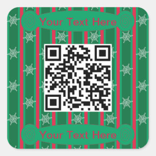Pegatina Cuadrada Navidades divertidos y entusiastas Snowflake Códig