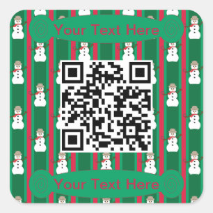 Pegatina Cuadrada Navidades divertidos y entusiastas Snowman Detecti