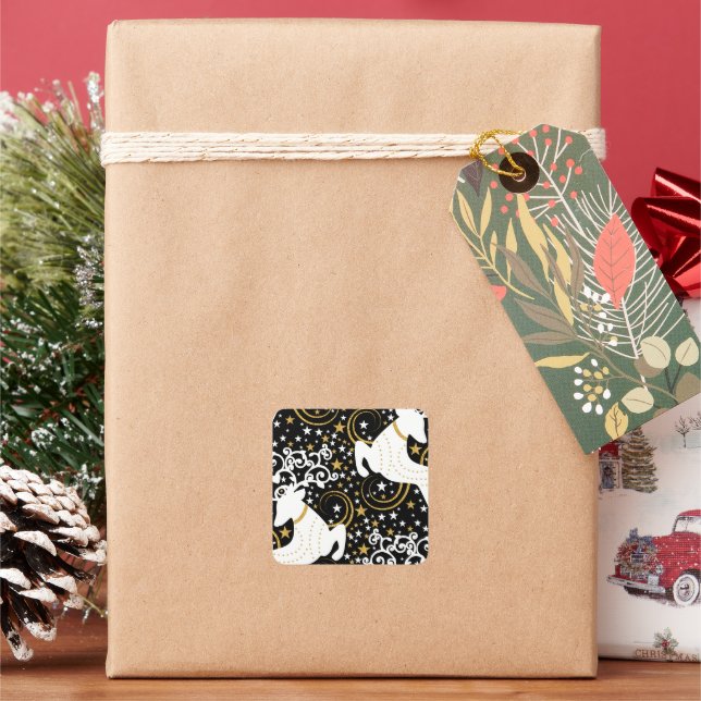 Pegatina Cuadrada Navidades dorados florecientes (Vacaciones)