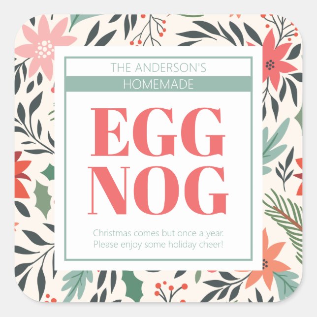 Pegatina Cuadrada Navidades Eggnog (Anverso)