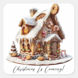 Pegatina Cuadrada Navidades elegantes acuarela Botánica