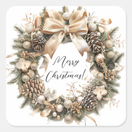 Pegatina Cuadrada Navidades elegantes acuarela Botánica