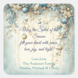 Pegatina Cuadrada Navidades elegantes acuarela Botánica
