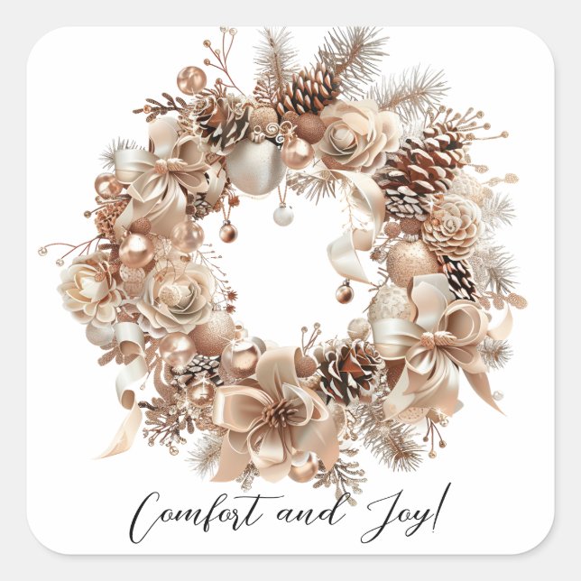 Pegatina Cuadrada Navidades elegantes acuarela Botánica (Anverso)