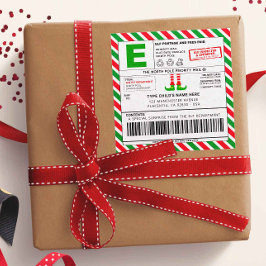 Pegatina Cuadrada Navidades Elf North Pole Dirección Etiquetas de en