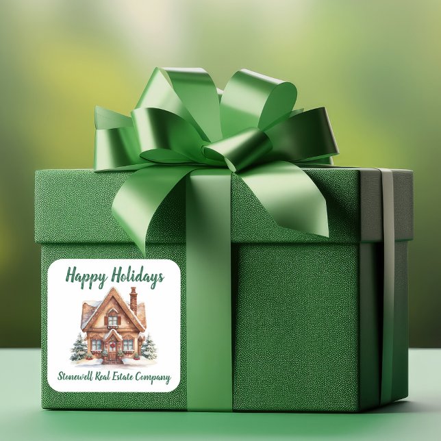 Pegatina Cuadrada Navidades empresariales inmobiliarios personalizad (Subido por el creador)