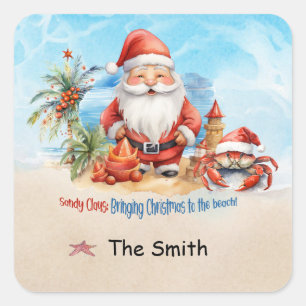 Pegatina Cuadrada Navidades en julio en la playa