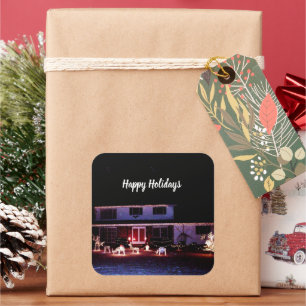 Pegatina Cuadrada NAVIDADES en la tarjeta de VECINDAD
