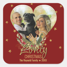 Pegatina Cuadrada Navidades encantadores Estrella Purpurina de Oro F