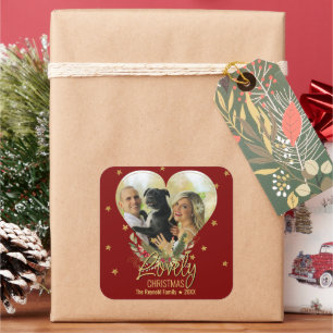 Pegatina Cuadrada Navidades encantadores Estrella Purpurina de Oro F