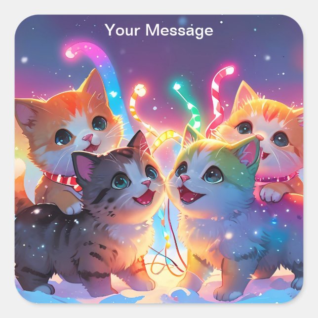 Pegatina Cuadrada Navidades encantados (Anverso)