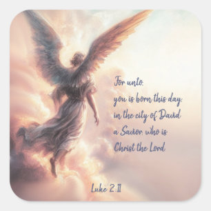 Pegatina Cuadrada Navidades Escritura Luke 2:11 Cardinal Bird